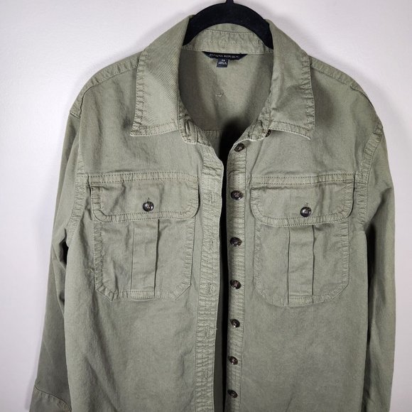 Banana Republic Womens Utility Chore Shacket Jacket Size XS Green Oversized - Picture 3 of 10